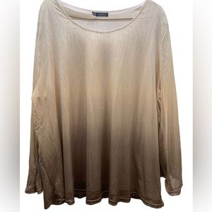 Storybuk Blouse | 2 tone Color Cream & Tan with Sparkle| Size 2X
